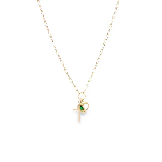 18K Gold Filled CZ Cross Necklace (H181)