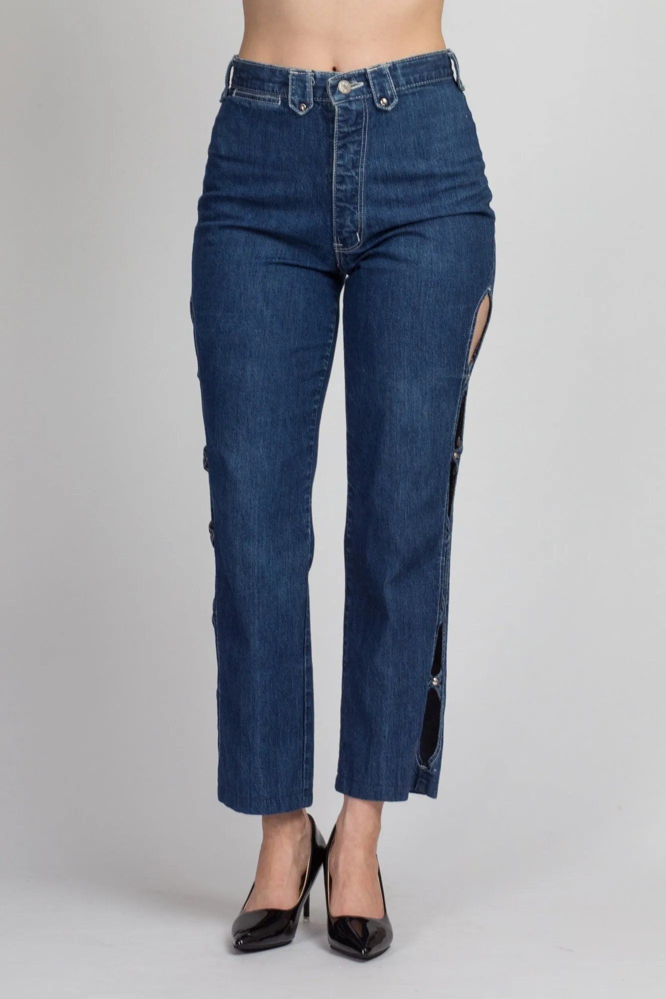 80s Frederick's Of Hollywood Cut Out Jeans - Medium, 28"