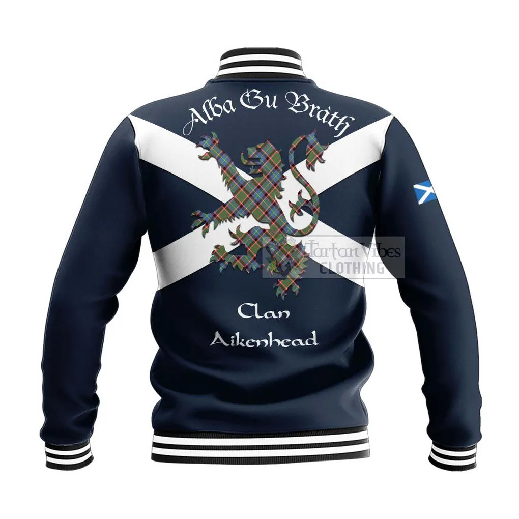 Aikenhead Tartan Lion Rampant Baseball Jacket  Proudly Display Your Heritage with Alba Gu Brath and Clan Name