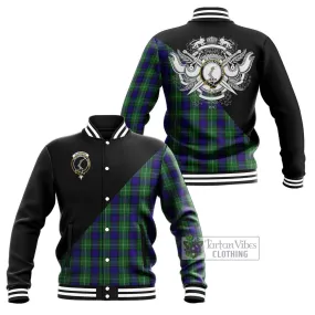 Alexander Tartan Baseball Jacket with Family Crest and Military Logo Style