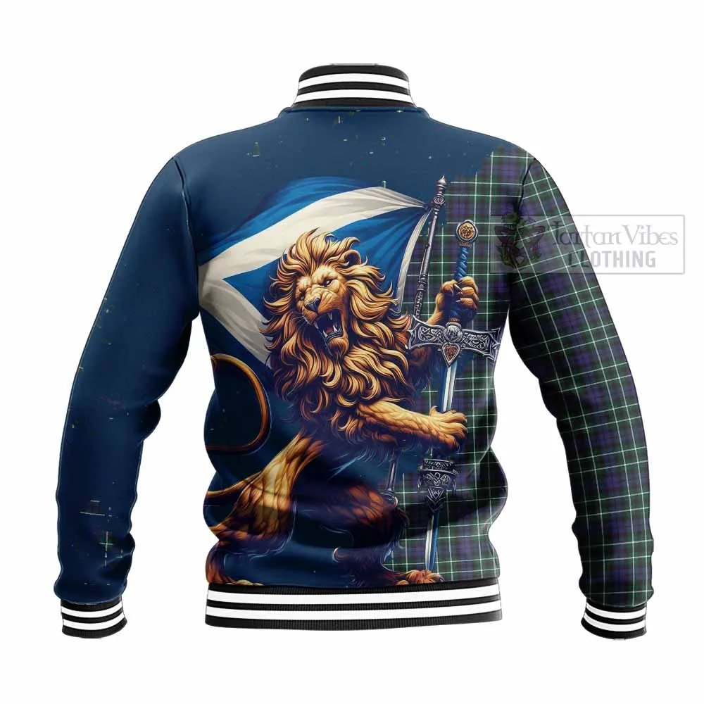 Allardice Tartan Family Crest Baseball Jacket with Scottish Majestic Lion