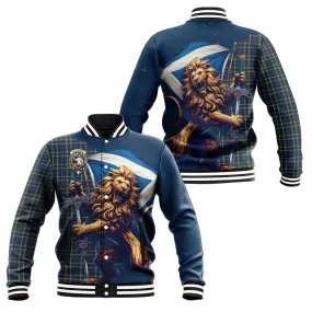 Allardice Tartan Family Crest Baseball Jacket with Scottish Majestic Lion