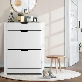 Artiss Shoe Cabinet Rack Storage Organiser Cupboard Shelf Drawer 16 Pairs White