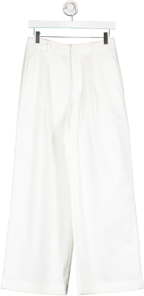 Goelia White Oil-resistant Wide Leg Full Length Jeans UK 10