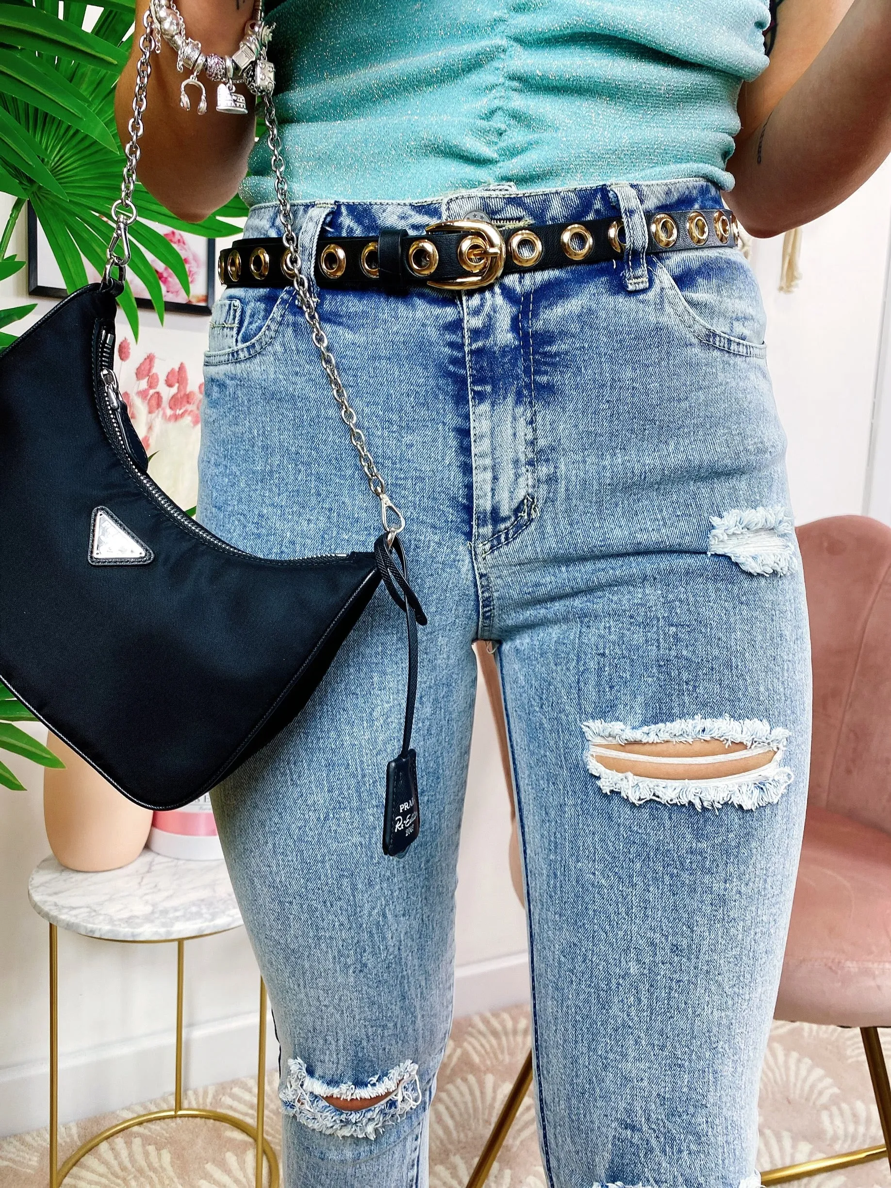 Jeans con strappi bagno chiaro
