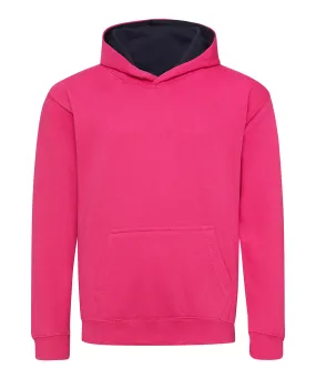 Kids varsity hoodie | Hot Pink/French Navy