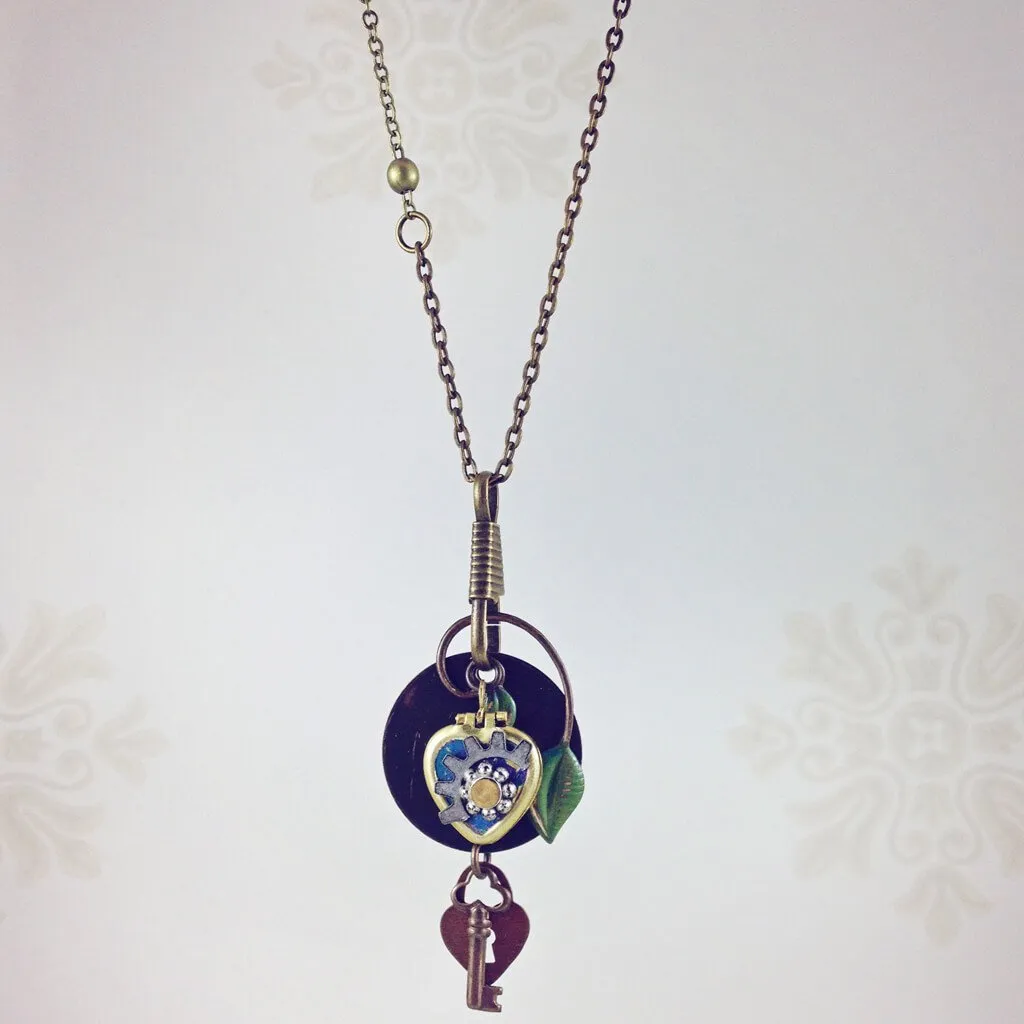 love locked // mini steampunk heart locket necklace