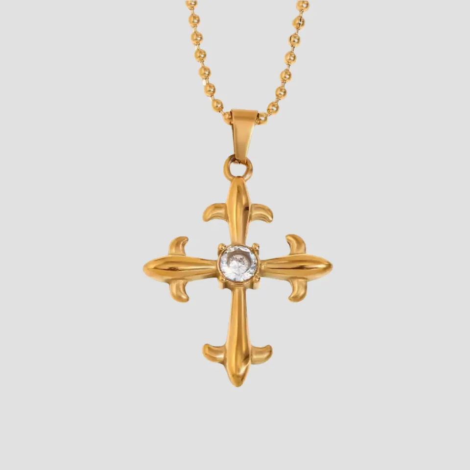 Lumiere Cross Pendant 18k Gold Necklace