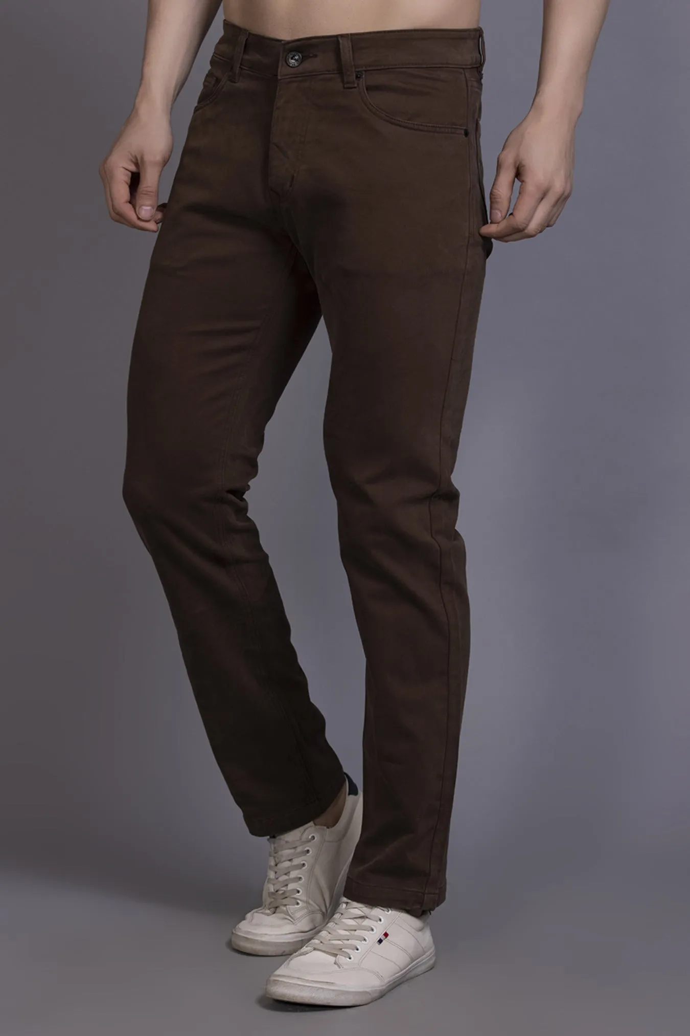 Men Colored jeans Slimfit-Dark Brown