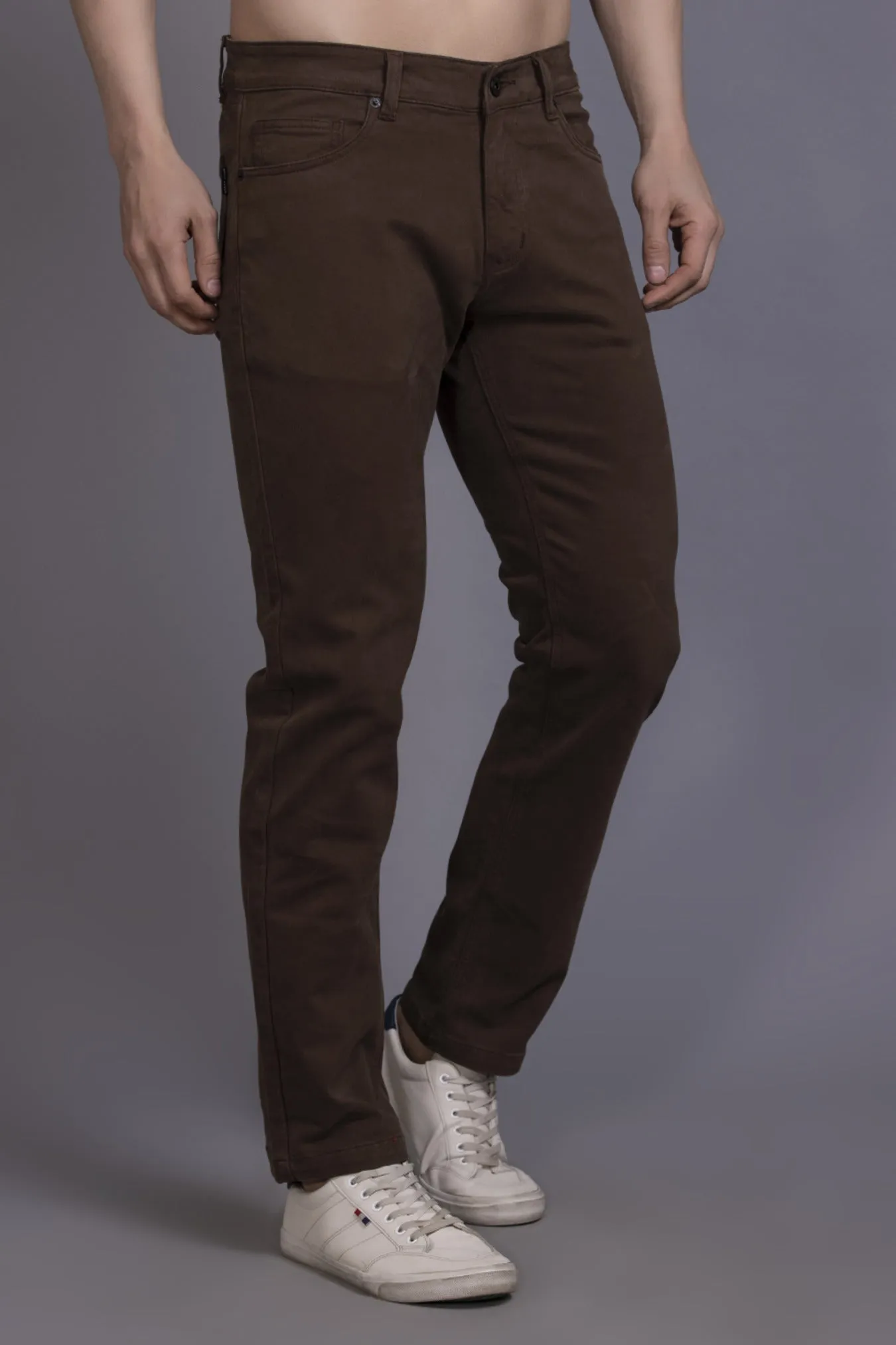 Men Colored jeans Slimfit-Dark Brown