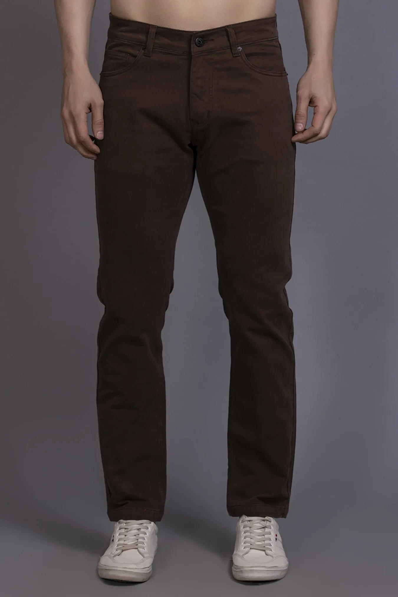 Men Colored jeans Slimfit-Dark Brown