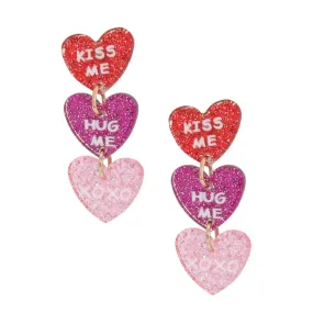 Multicolor Triple Heart Drop Earrings Kiss Me