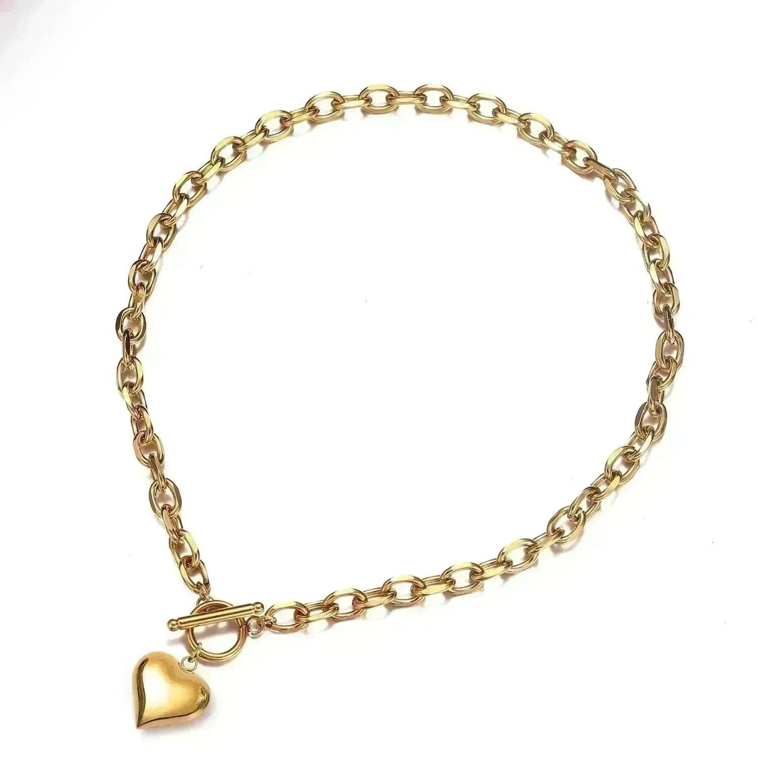Personalized Punk Stainless Steel Peach Heart Pendant Hemp Flowers Valentine Necklace