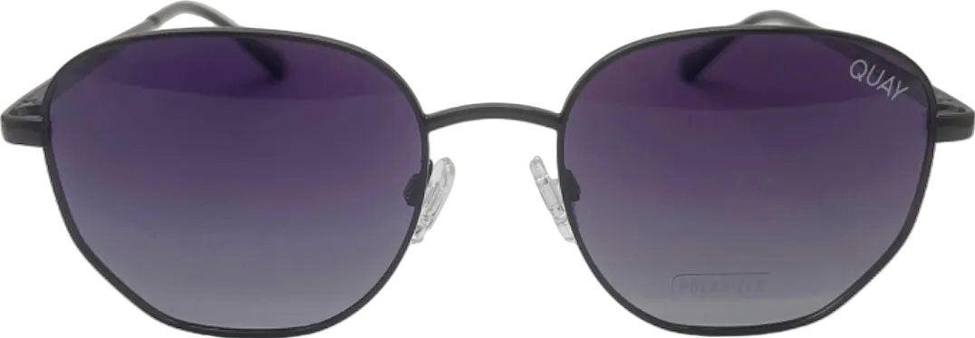 Quay Black Big Time Polarized Sunglasses in Case