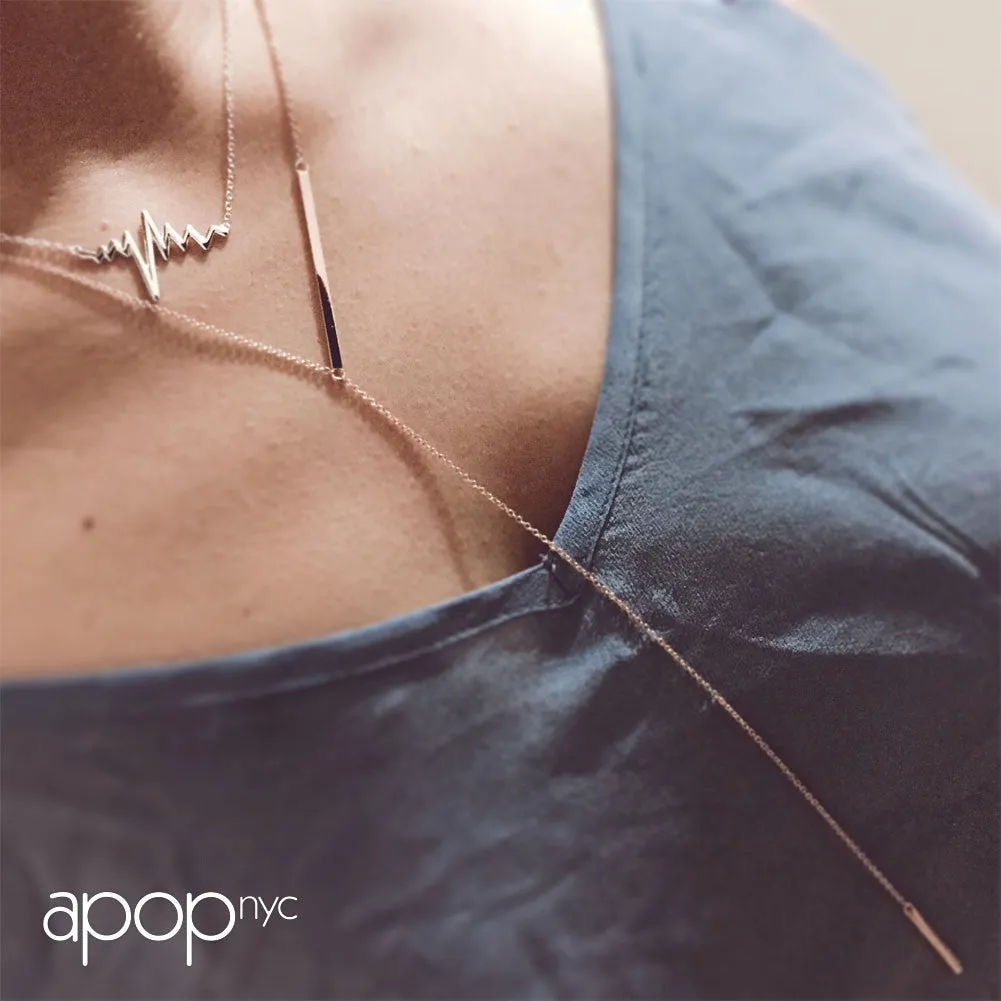Rosy Bar Pendant Y Lariat Necklace 18 inch