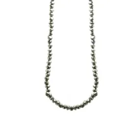 Silver Pyrite Beaded Wrap Necklace 30 inch